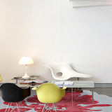 Teppich Rosa und Weiß aus Wolle und Viskose rund – Spring, im Wohnzimmer