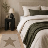 Beige Patterned Wool Rug – Eden, in a bedroom