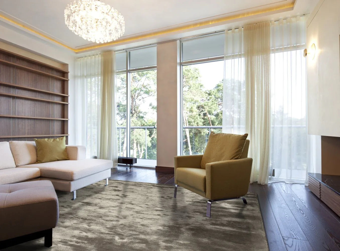 Annamite Olive Rug – 100% Viscose – Silky Sheen, Hand-Tufted - 2170-56 - Contemporary Rugs at Outlet Prices - Bel-Deco