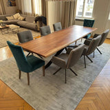 Light Grey Vintage Viscose Rug – Erica, in a dining room