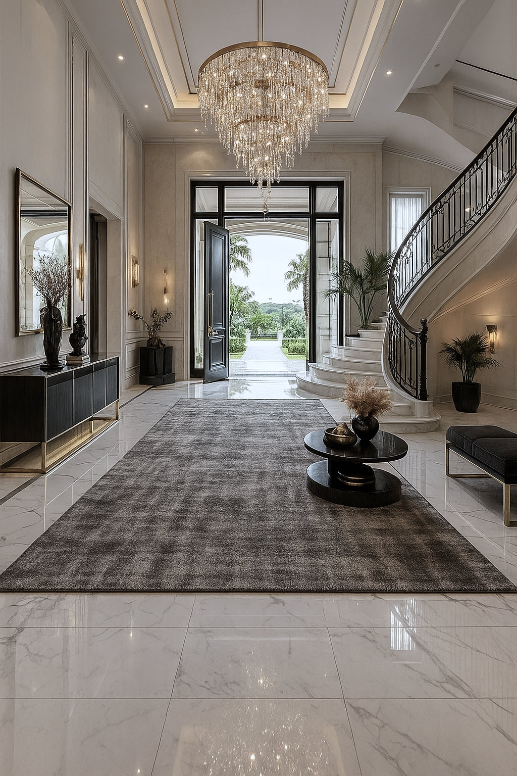 Tapis Erica Gris – 100% Viscose – Design Vintage & Technique Cut and Loop - Tapis Contemporains à Prix Outlet - Bel-Deco