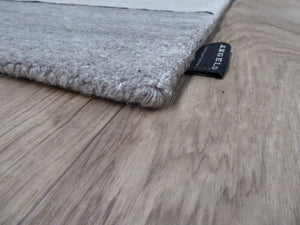 Tapis chaleureux motifs rectangulaires bleu gris blanc Laine Viscose