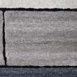 Grey Striped Wool and Viscose Rug – Mutza – close-up of the weave