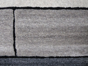 Tapis chaleureux motifs rectangulaires bleu gris blanc Laine Viscose