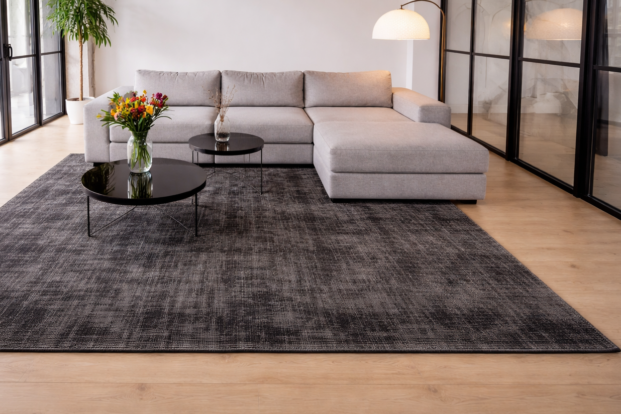 Magnificent Black and Gold Rug – Wool & Polyamide – Hand-Knotted – Contemporary Rugs at Outlet Prices – Bel-Deco