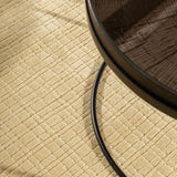 Vloerkleed geel van gerecycled PET – Mako – detail van de weving