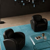 Tapis rond bleu turquoise en PET recyclé 250R – Mako, dans un salon