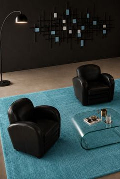 Tapis contemporain Bleu turquoise en PET Recyclé – Design Éco-Responsable – Mako