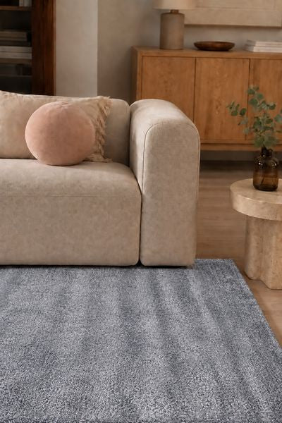 Tapis de salon Blanc et Bleu marine en Viscose Soyeuse – Pixel (140x200)