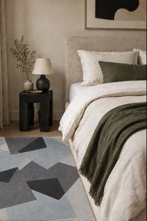 Tapis Gris à Motifs Géométriques en Polyester - Prisma (130x190)