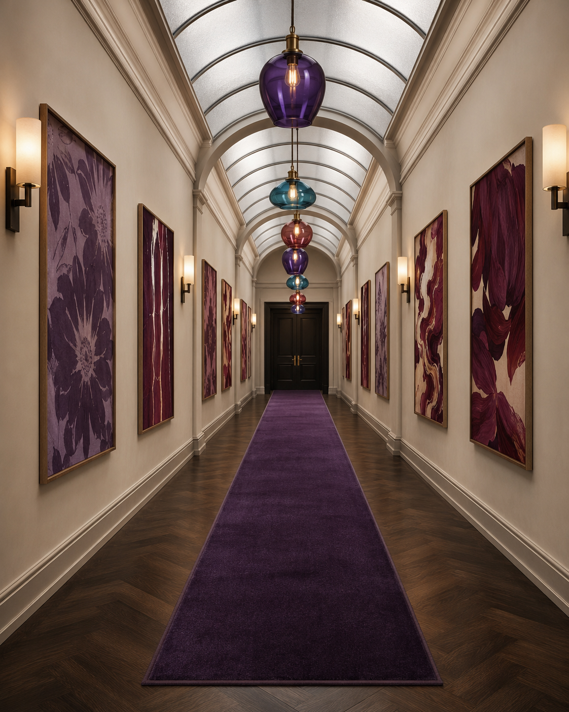 Pacs : Tapis Grand Passage Uni Violet Brillant et Soyeux