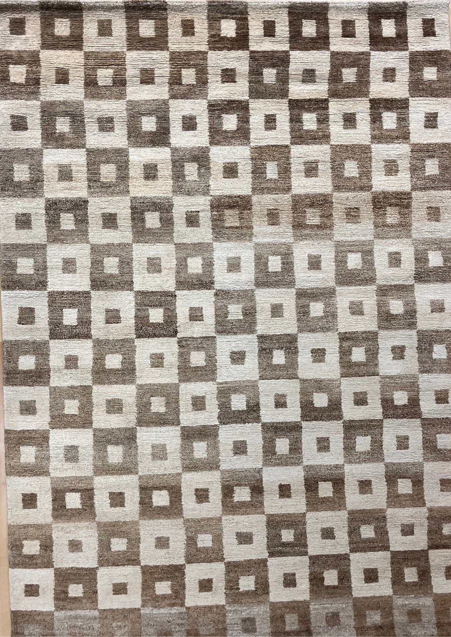 Vloerkleed beige vintage van brandnetel – Nettle – volledig zicht op het vloerkleed