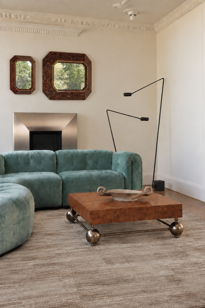Teppich Braun Vintage aus Nessel – Nettle, im Wohnzimmer