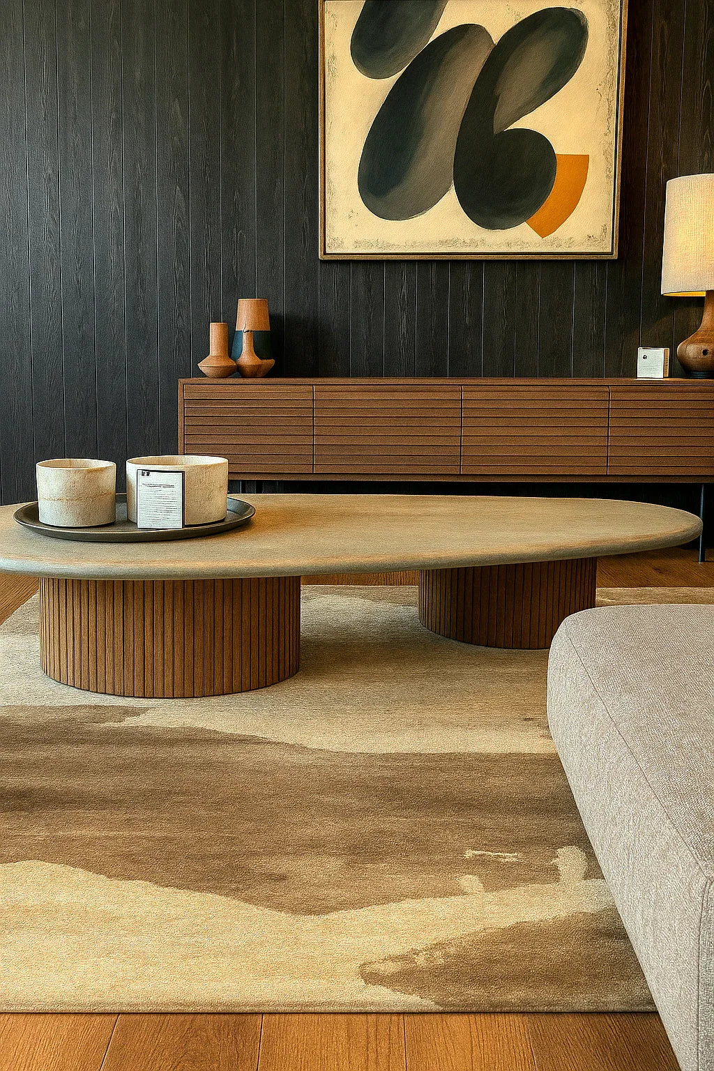 Refined 100% nettle abstract beige-brown rug - Contemporary Rugs at Outlet Prices - Bel-Deco