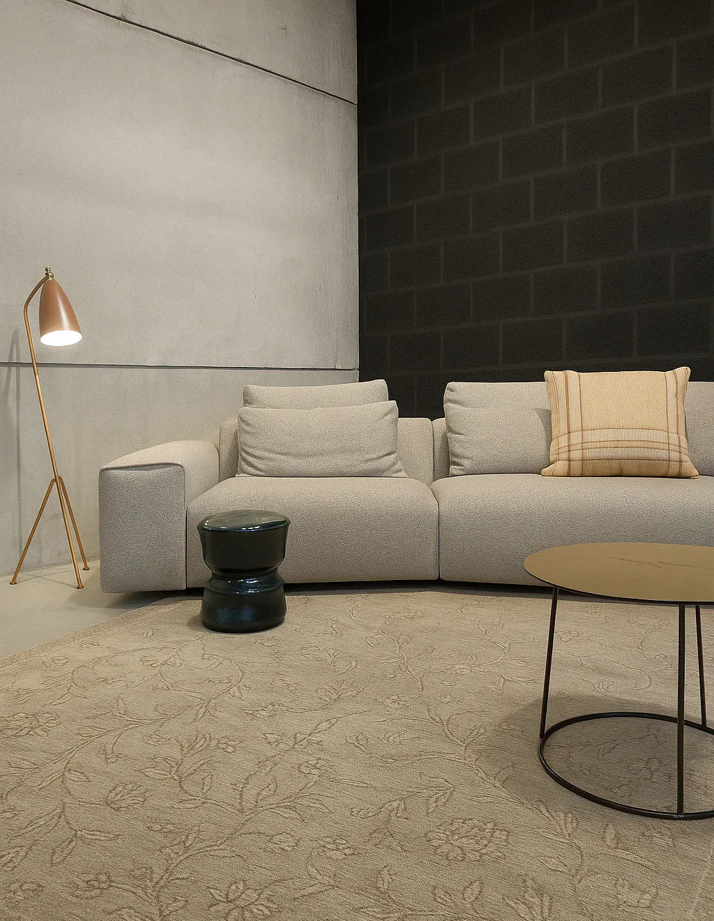 Tapis raffiné 100% ortie motif floral - Tapis Contemporains à Prix Outlet - Bel-Deco