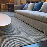 Grey and White Wool Rug – Milhac, in a living room