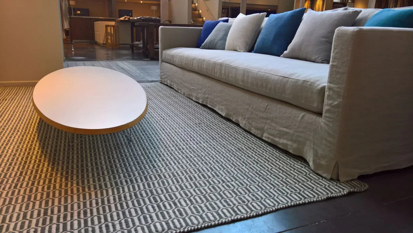 Tapis Milhac Blanc et Gris – 100% Laine NZ – Design Géométrique - Tapis Contemporains à Prix Outlet - Bel-Deco