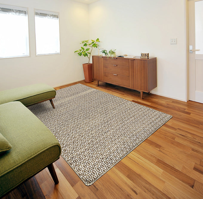 Tapis plat en laine de Nouvelle-Zélande - tissé main à motif géométrique