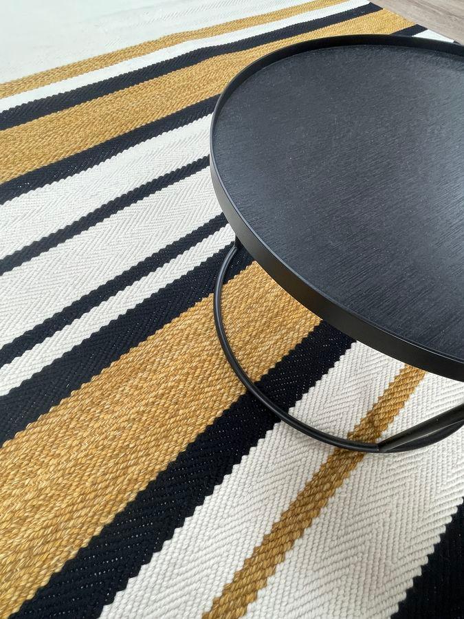 Tapis Milhac Noir, Blanc et Jaune – 100 % Laine NZ Tissé Main - Tapis Contemporains à Prix Outlet - Bel-Deco