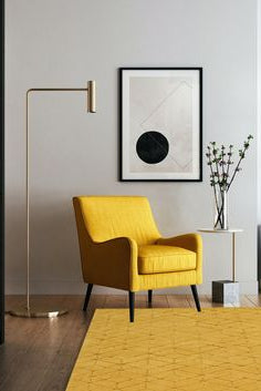 Senfgelber Wollteppich mit geometrischen Mustern – Cory (200x300 und 300x400)