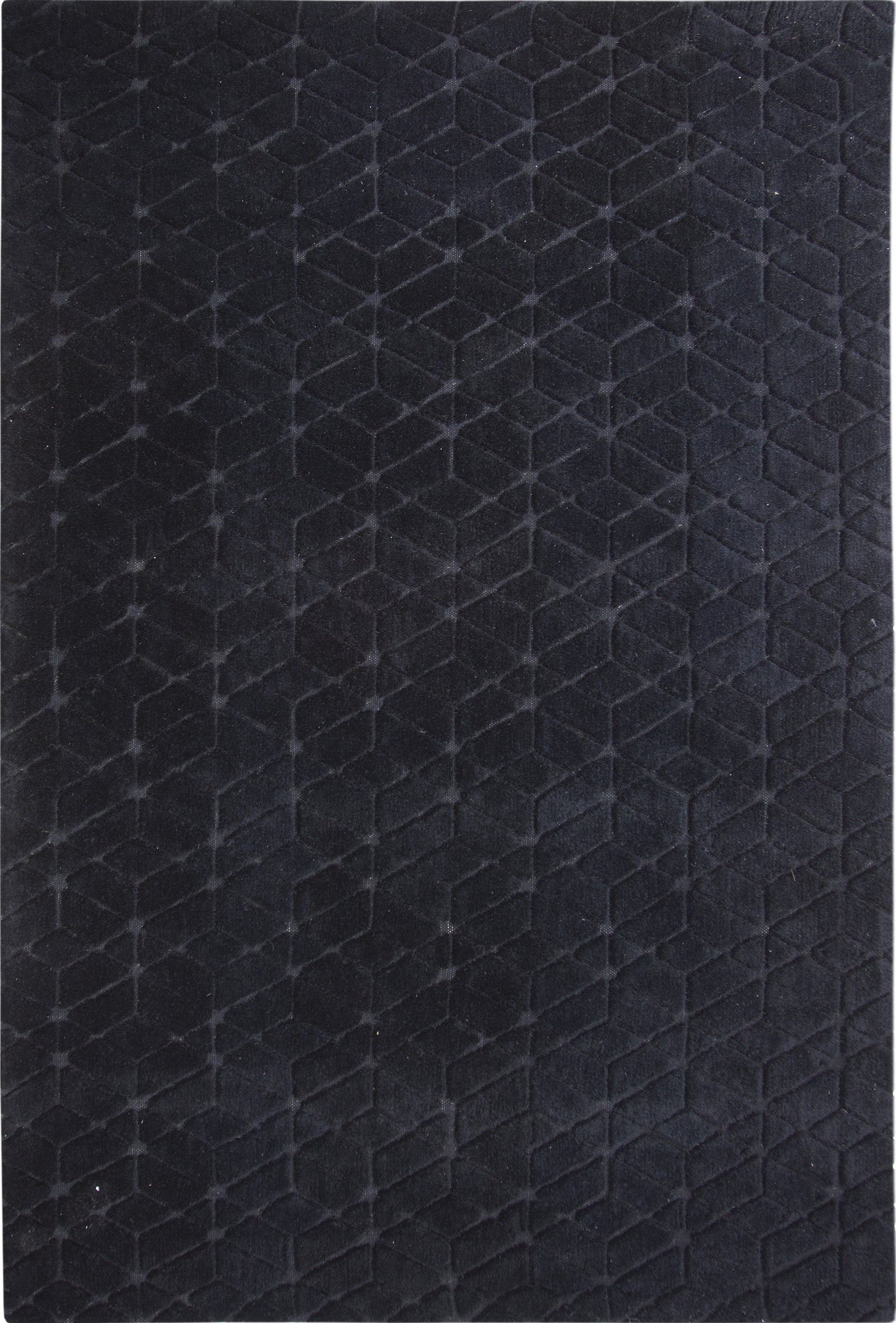 Tapis bleu marine à forme géométrique - 100% laine - Cory