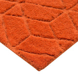 Vloerkleed oranje geometrisch van wol – Cory – detail van de rand