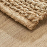 Tapis beige en jute et coton – Jakari : détail de la bordure