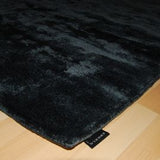 Teppich Schwarz Kurzflor aus Bambus – Bamboo – Detail der Kante