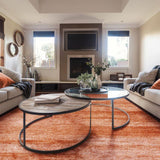 Terracotta Bamboo Silk Rug – Sievy, in a living room (2)