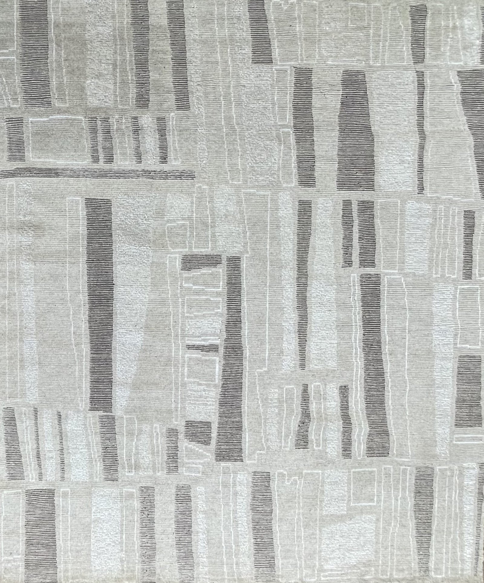 Sahir-AF850KV-Tapis Artisanal en Laine avec Franges sur Mesure