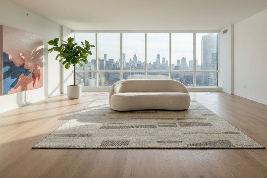 Découvrez le tapis Sahel 3078 par angelorugs. Un modèle haut de gamme 100% laine, fabriqué à la main. Finition franges et formes sur mesure disponibles. Poids de 3 kg/m².