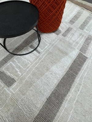 Sahir-AF850KV-Tapis Artisanal en Laine avec Franges sur Mesure