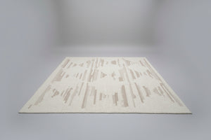 Sahir-BUL632W-Tapis Artisanal en Laine avec Franges sur Mesure