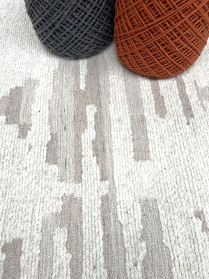 Sahir-BUL632W-Tapis Artisanal en Laine avec Franges sur Mesure