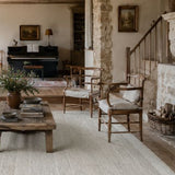 Grey and White Wool Rug – Sahir, in a living room