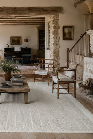 Tapis contemporain à motifs en Laine de NZ Gris et Blanc avec Franges - Sahir (250x350)