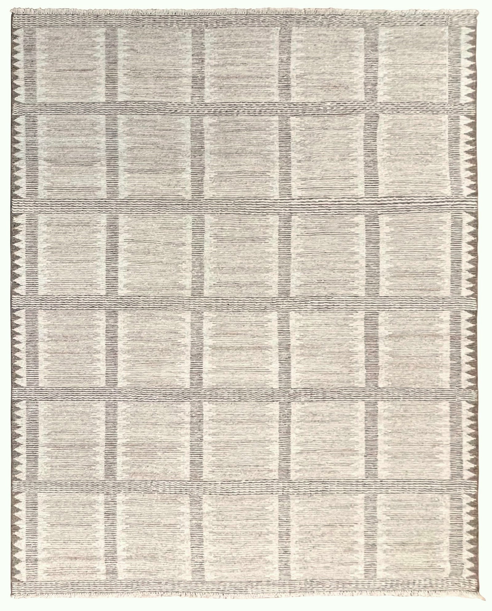Sahir-QUA600K-Tapis Artisanal en Laine avec Franges sur Mesure