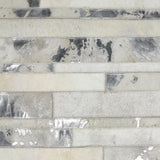 Ivory and Silver Leather Rug – Starmo – close-up of the weave