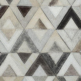 Grey Geometric Leather Rug – Sparkless – close-up of the weave