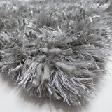 Teppich Grau Hochflor aus Wolle und Seide – Laurita – Detail der Kante