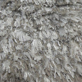 Ivory and Grey Shaggy Wool and Silk Rug – Laurita – close-up of the weave
