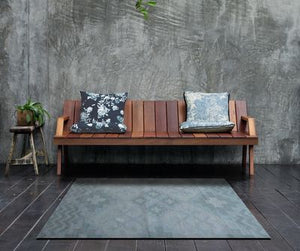 Tapis de salon Gris à Motifs Géométriques en Laine Mélangée - Denim (120x180)