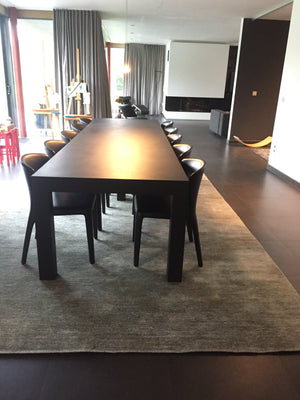 Sena-Teppich, Grau, Grün und Bronze – Bambusseide & Jute – Vintage-Stil