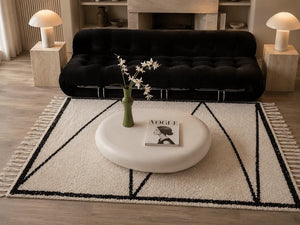 Comfortable black and white wool rug promotion