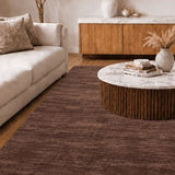 Brown Wool and Viscose Rug – Pacific, in a living room