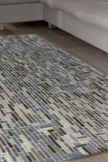 Vloerkleed veelkleurig van wol en viscose – Pacific, in een woonkamer