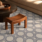 White and Blue Geometric Wool Rug 200x300 – Legaty