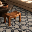 White and Blue Geometric Wool Rug 170x240 – Legaty
