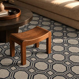 Vloerkleed wit en blauw van wol – Legaty, in een woonkamer