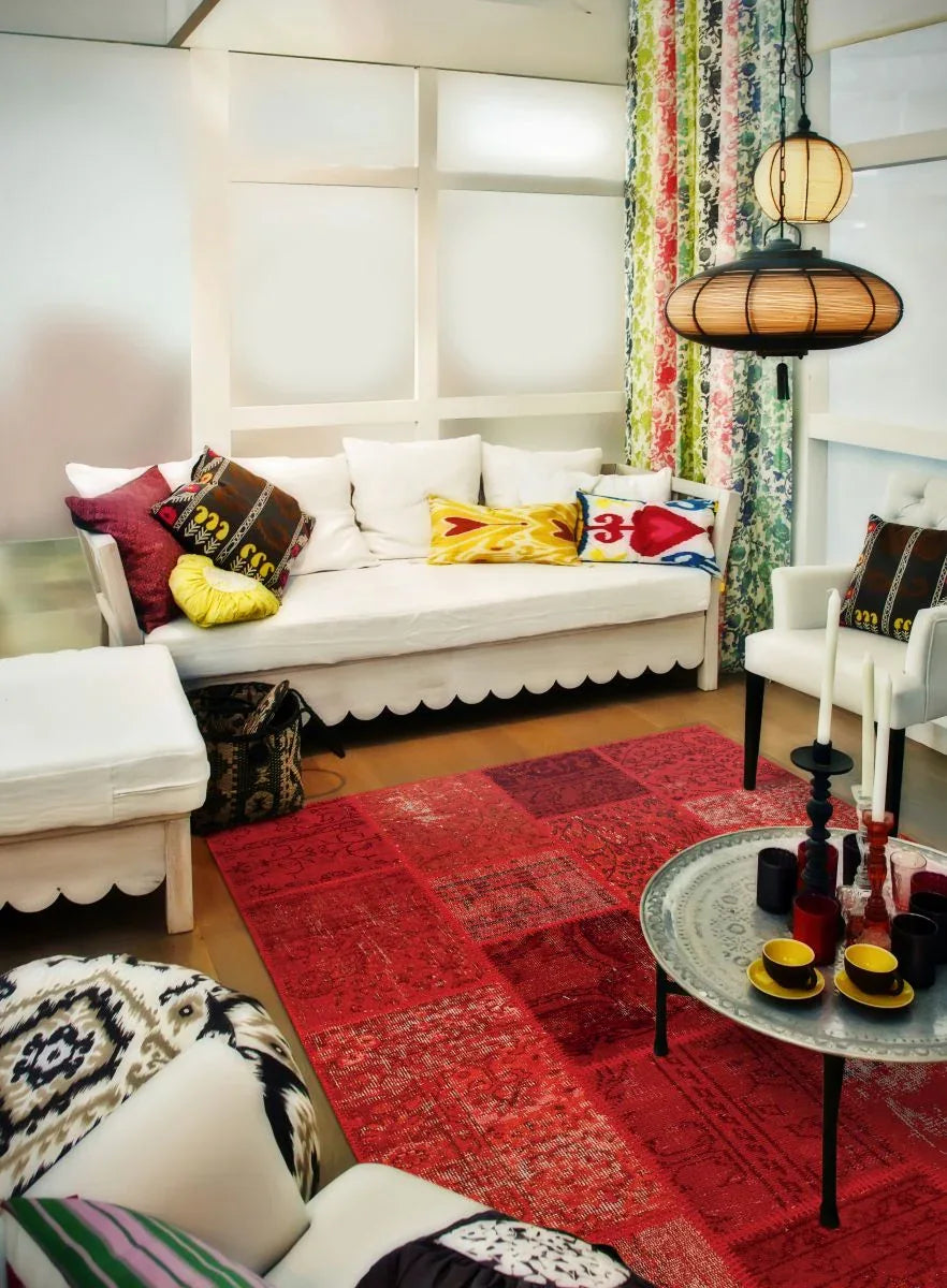 Up Square – Roter Woll- und Baumwollteppich – Moderne Teppiche zu Outletpreisen – Bel-Deco